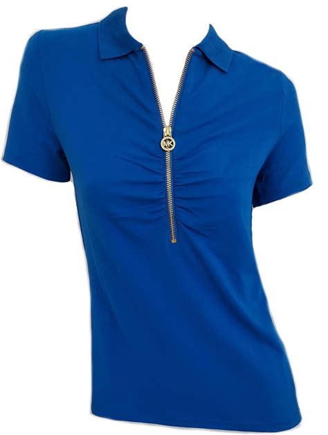 michael kors logo short sleeve shirt|Michael Kors Womens Short Sleeve Shirt Gold Zipper MK Logo .